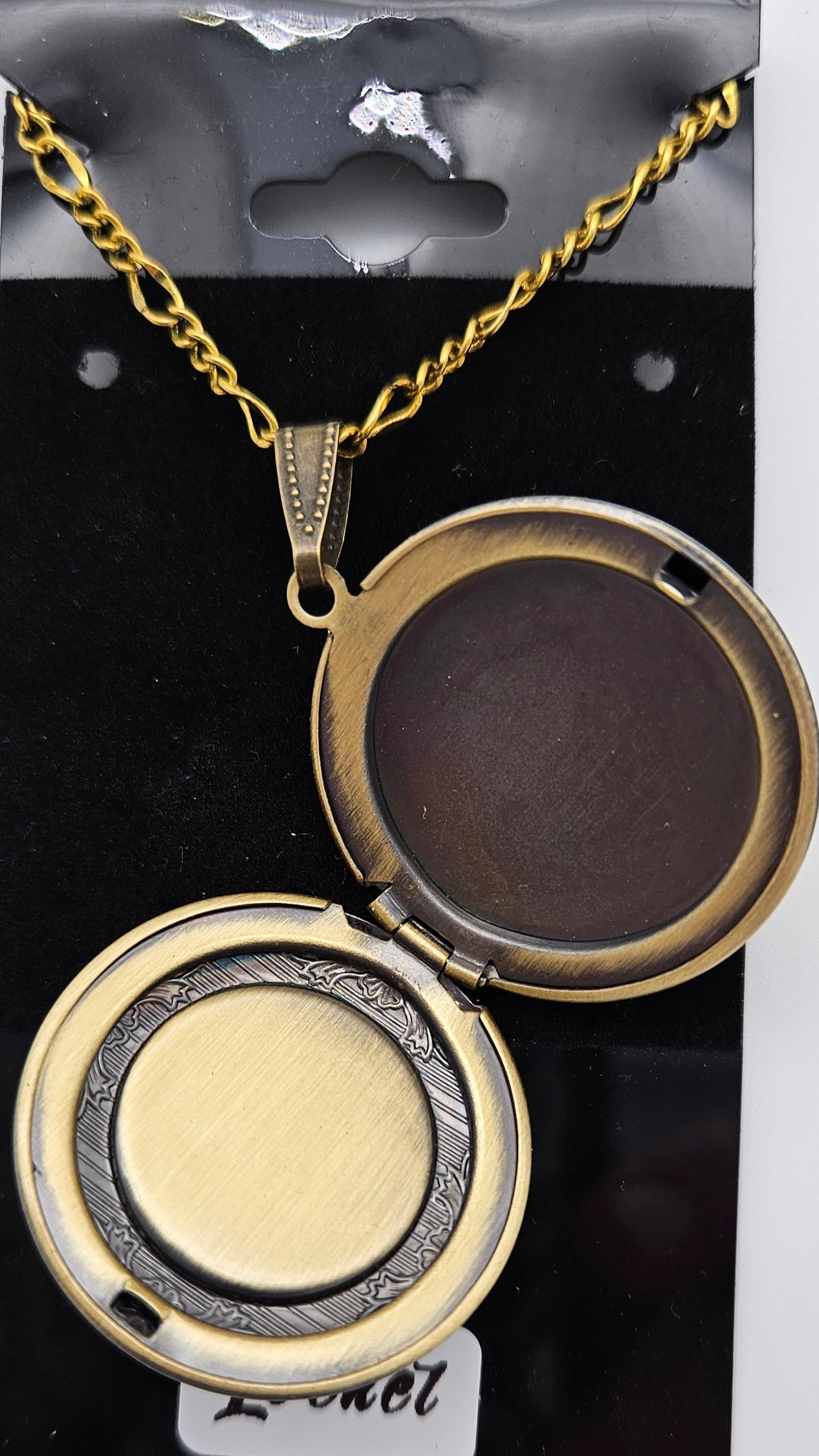 Pendant - Antique gold locket - shades of blue, purple, & green