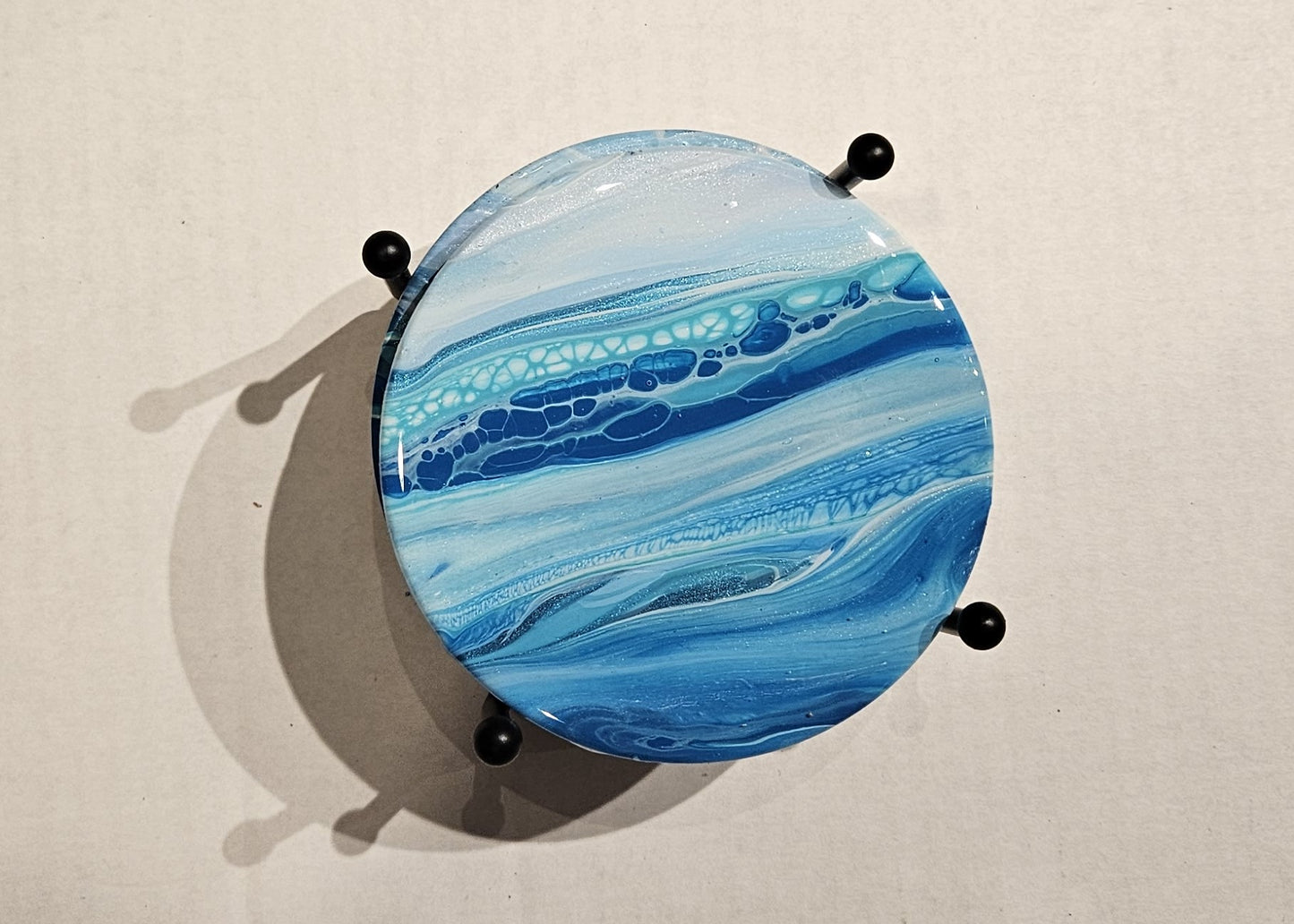 Coaster - Set of 4, Round with Holder - Bermuda 1
