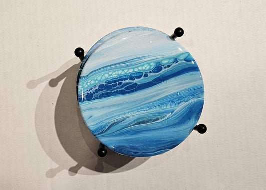 Coaster - Set of 4, Round with Holder - Bermuda 1