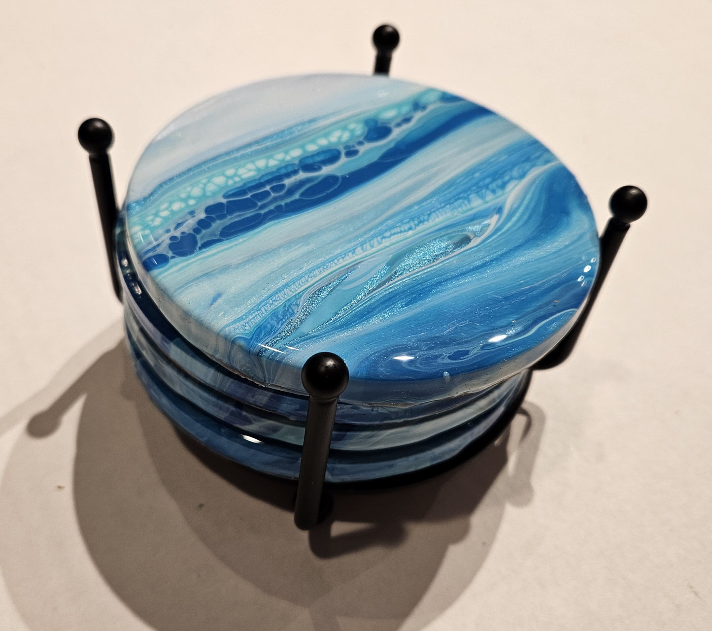 Coaster - Set of 4, Round with Holder - Bermuda 1