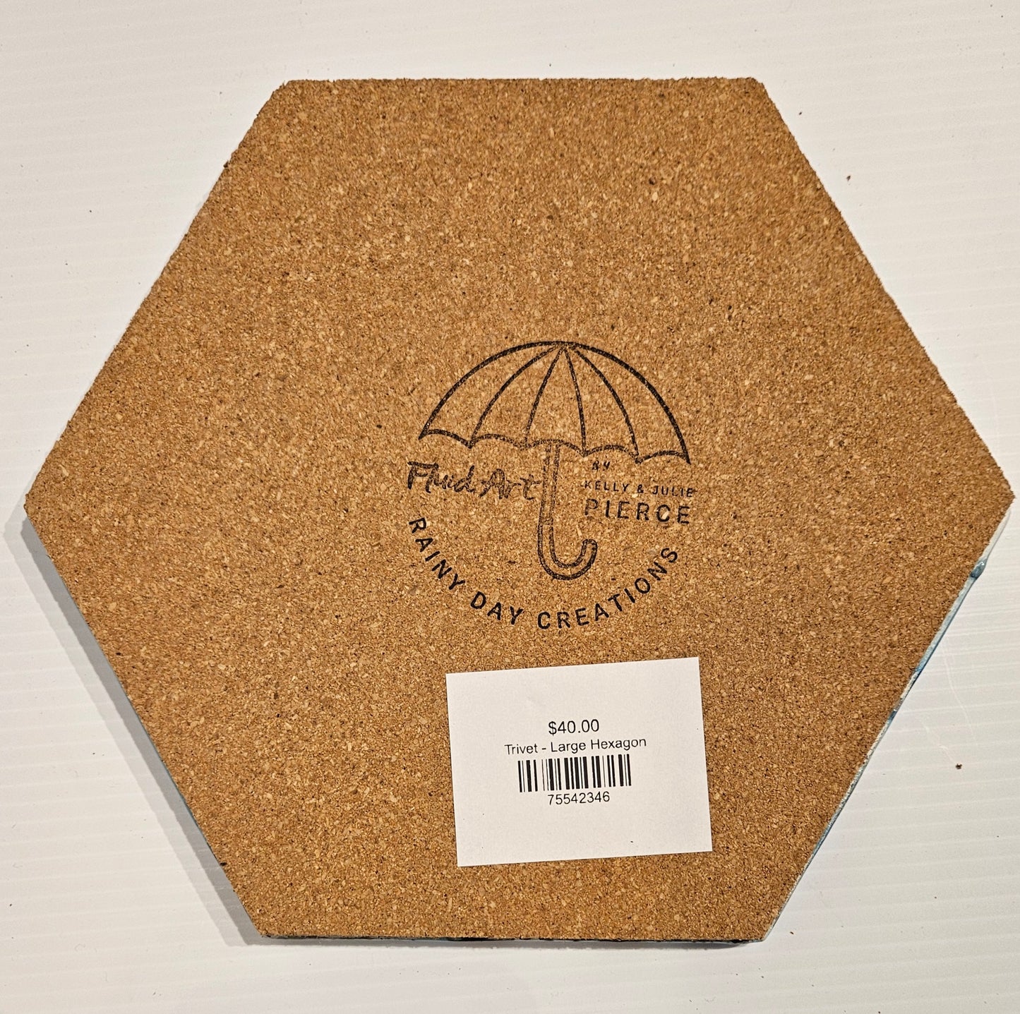 Trivet - Large Hexagon - Blue/Gold 1
