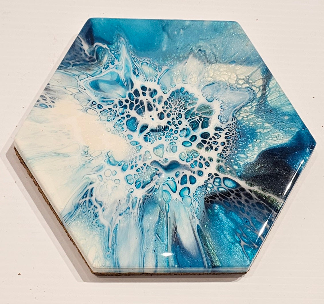 Trivet - Small Hexagon - Blue 1