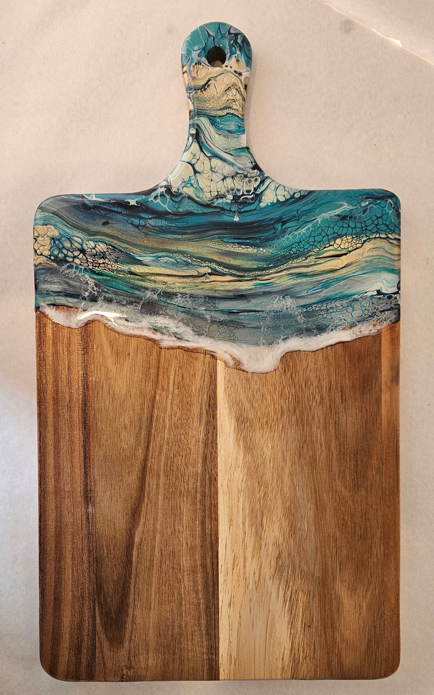 16 X 9 Acacia Serving Board - Green/Gold