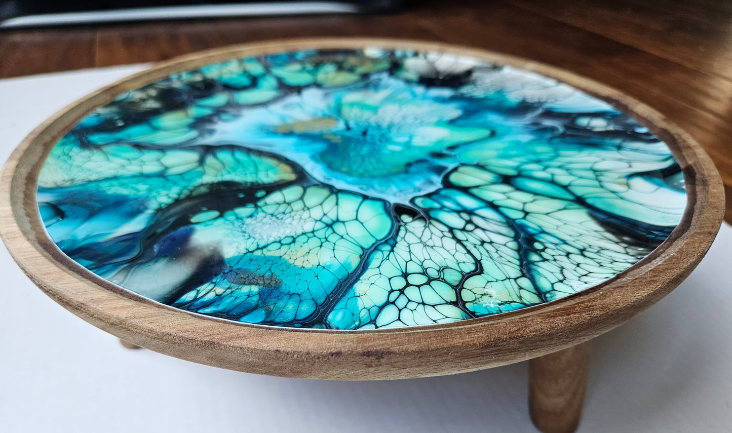 12 x 12 Round Trinket Tray w/ Legs - Cobalt Flash