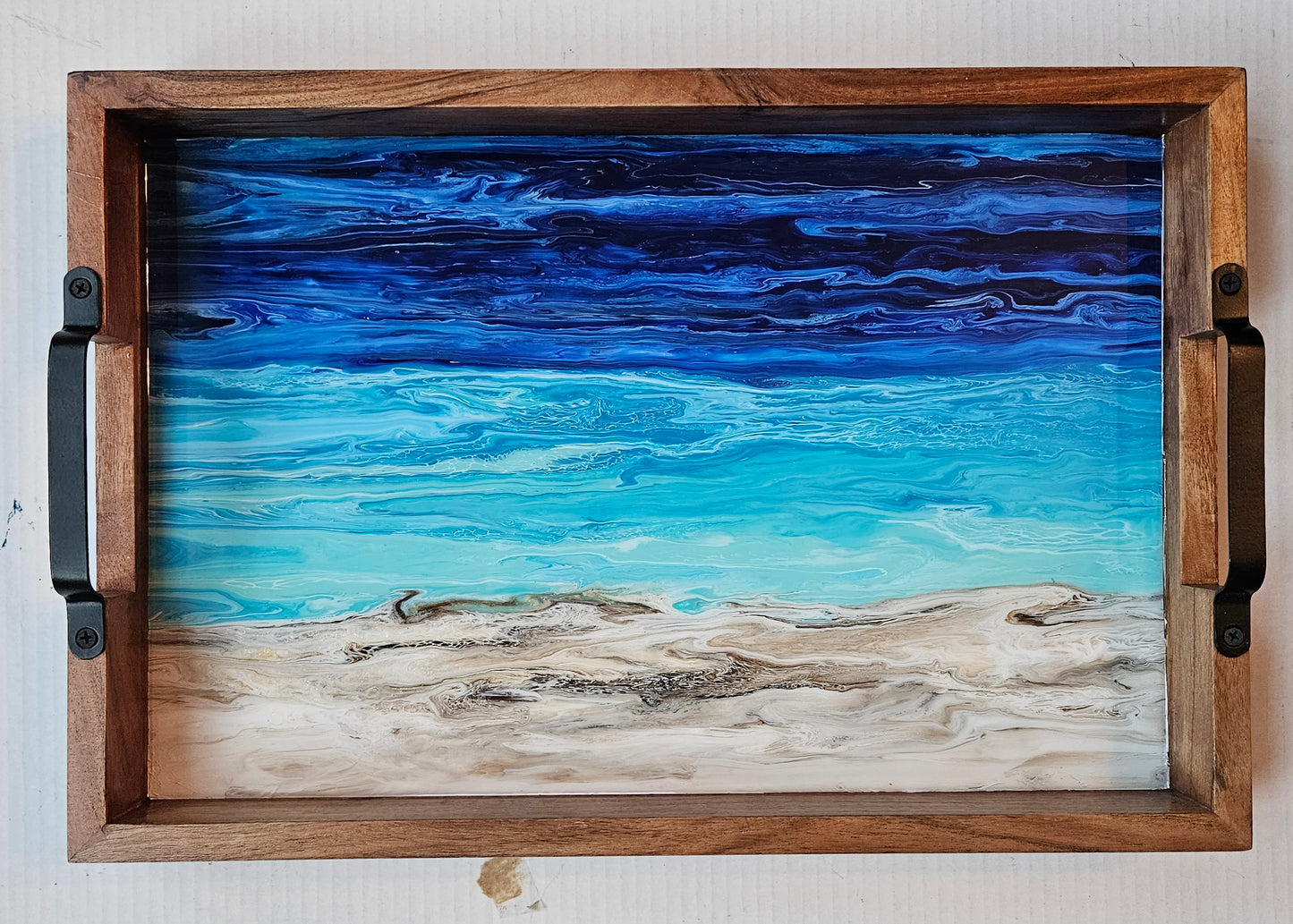 12 x 18 Acacia Serving Tray - Night Beach 3