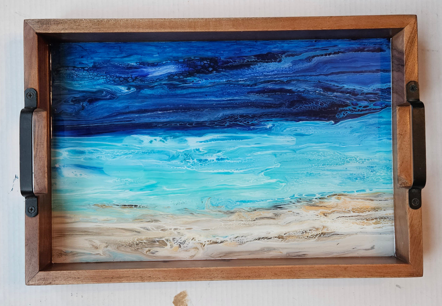 12 x 18 Acacia Serving Tray - Night Beach 5
