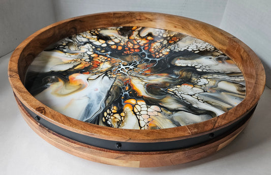 18" Acacia Lazy Susan - Autumn Harvest 1