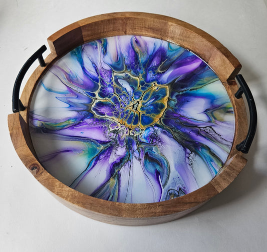 12" Rnd Tray w Metal Handle - Lime Enchantment 1