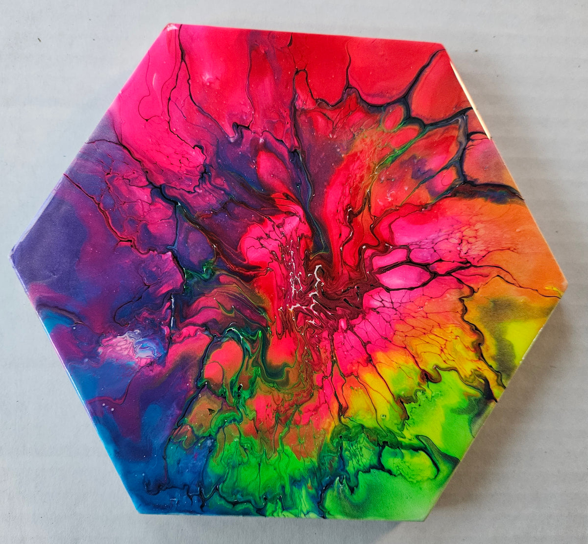 Trivet - Sm Hex - Fluorescent Rainbow