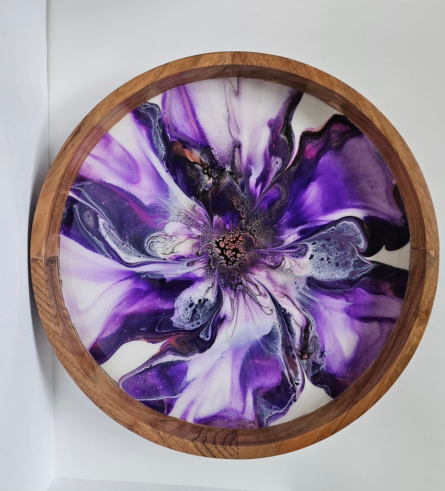 18" Acacia Lazy Susan - Purple