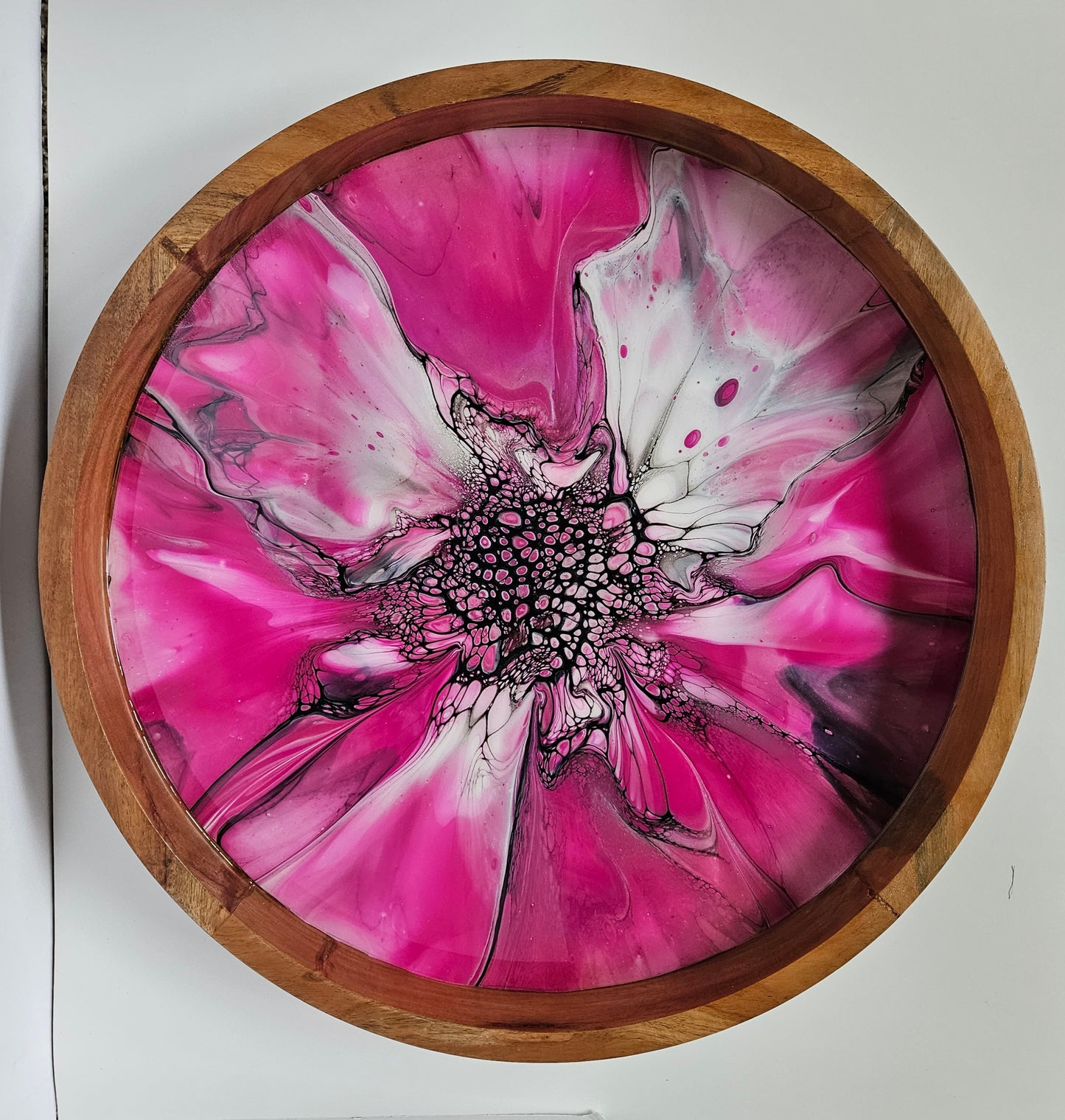 18" Acacia Lazy Susan - Pink/Gold 3