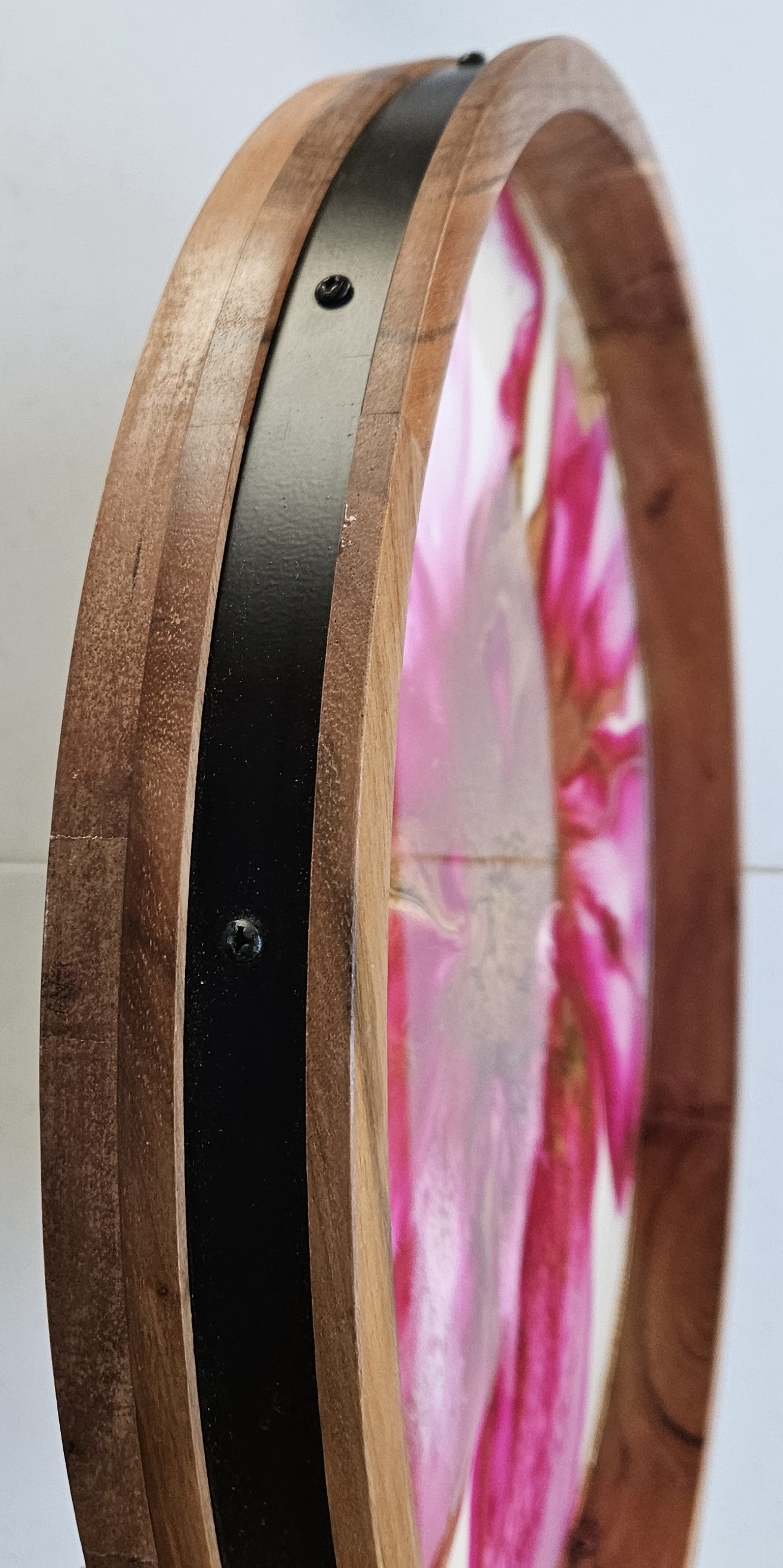 18" Acacia Lazy Susan - Pink/Gold