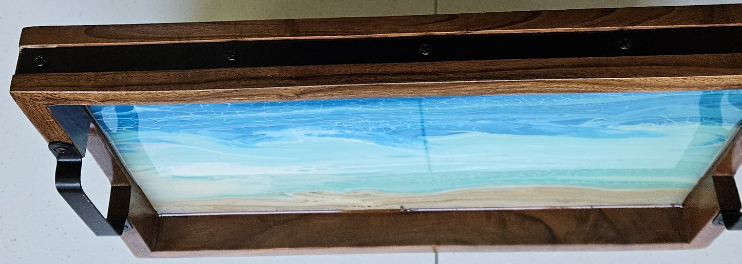 10 x 16 Acacia Serving Tray - Beach 2