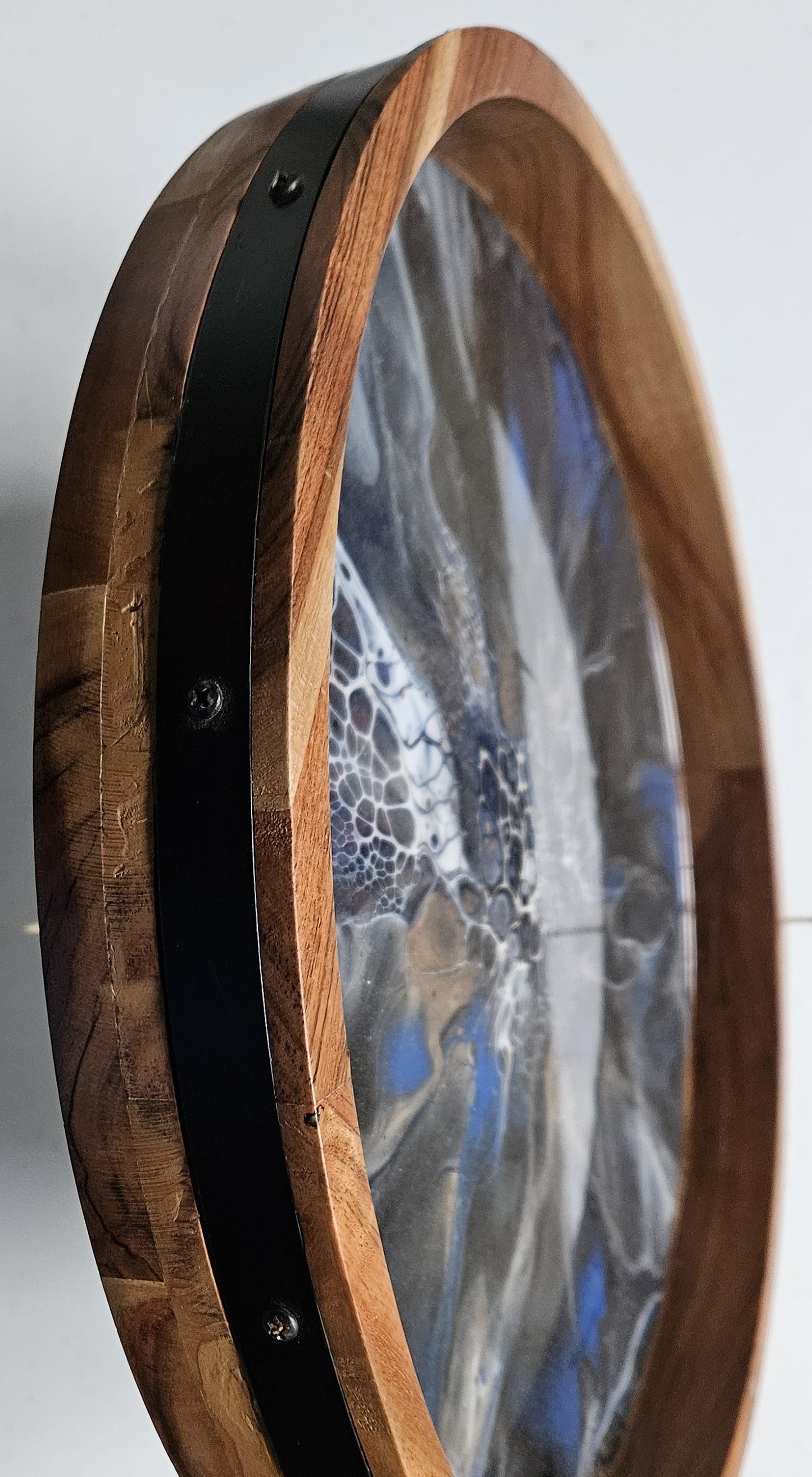 18" Acacia Lazy Susan - Dark Blue