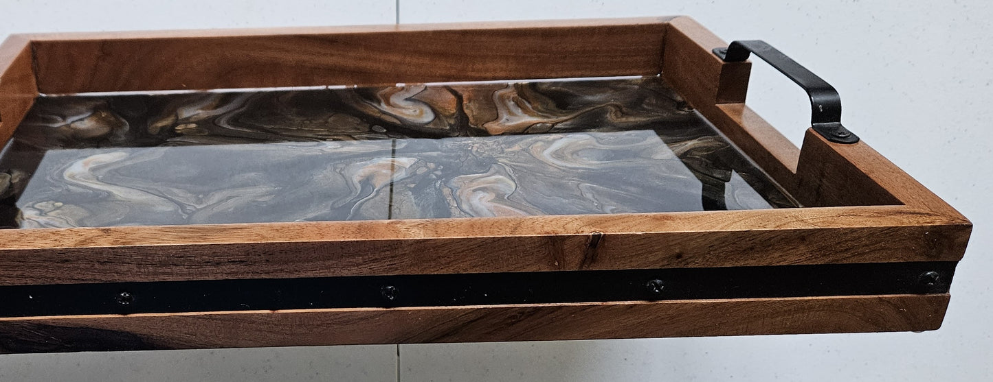 12 x 18 Acacia Serving Tray - Metallic