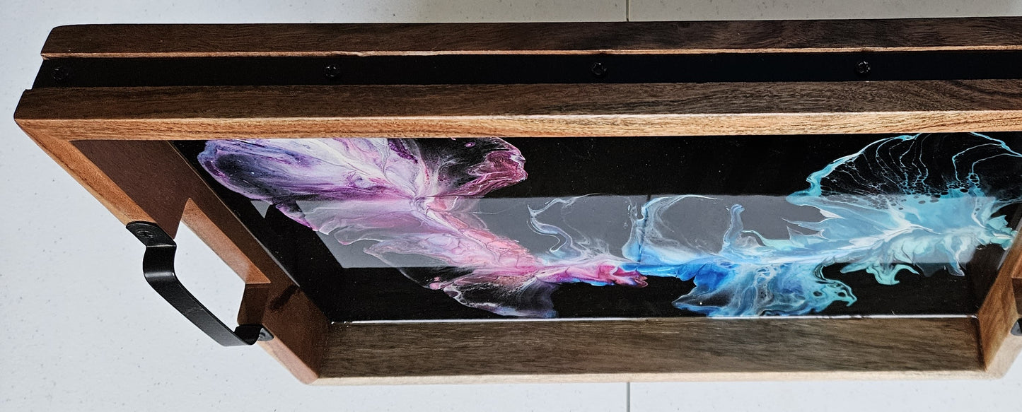 12 x 18 Acacia Serving Tray - Purple/Pink/Blue/Green