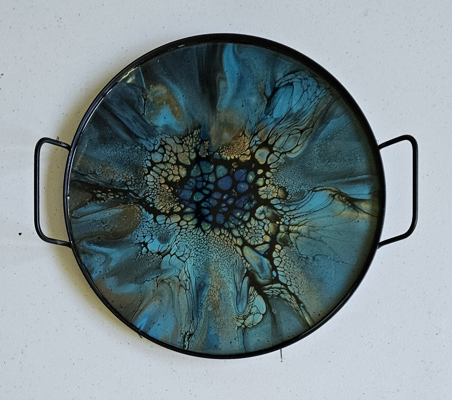 12" Round Serving Tray - Blue/Green 2
