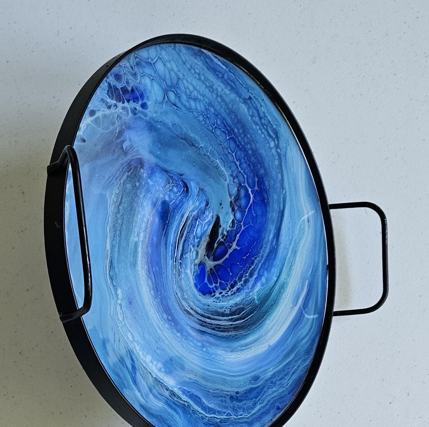 12" Round Serving Tray - Blue Swirl