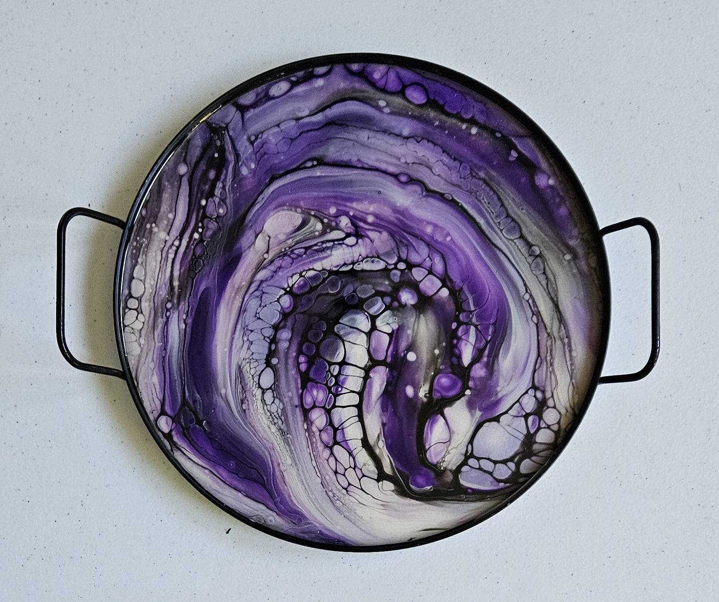 12" Round Serving Tray - Purple Swirl