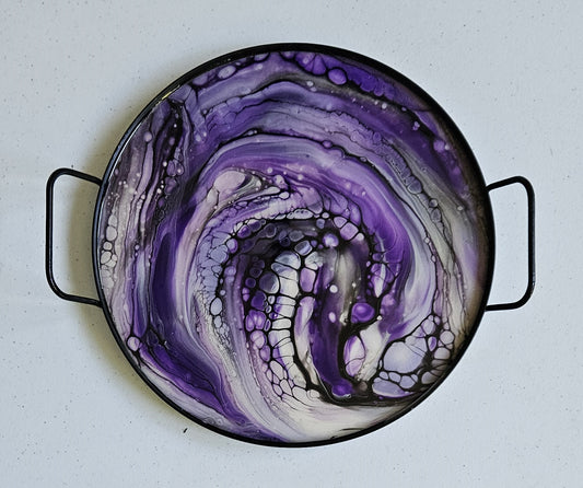 12" Round Serving Tray - Purple Swirl
