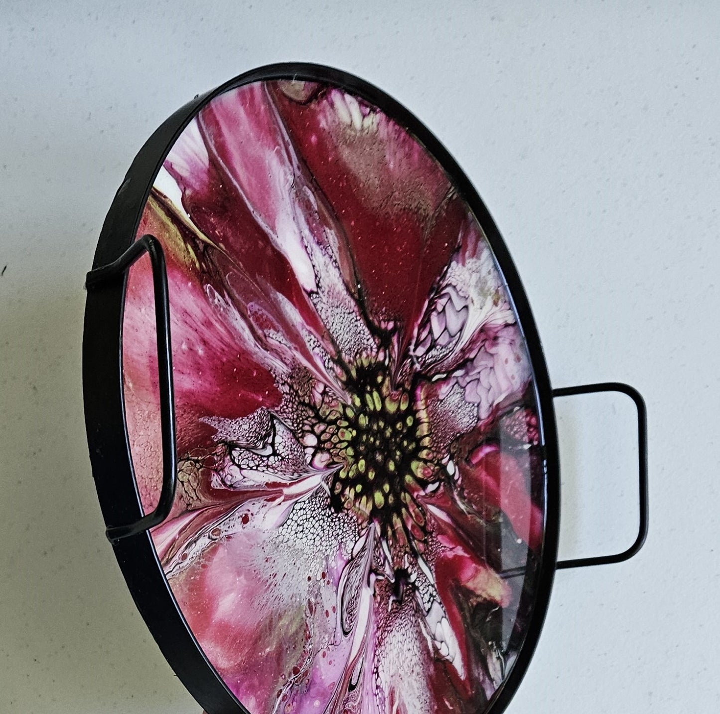 12" Round Serving Tray - Pink/Red 1