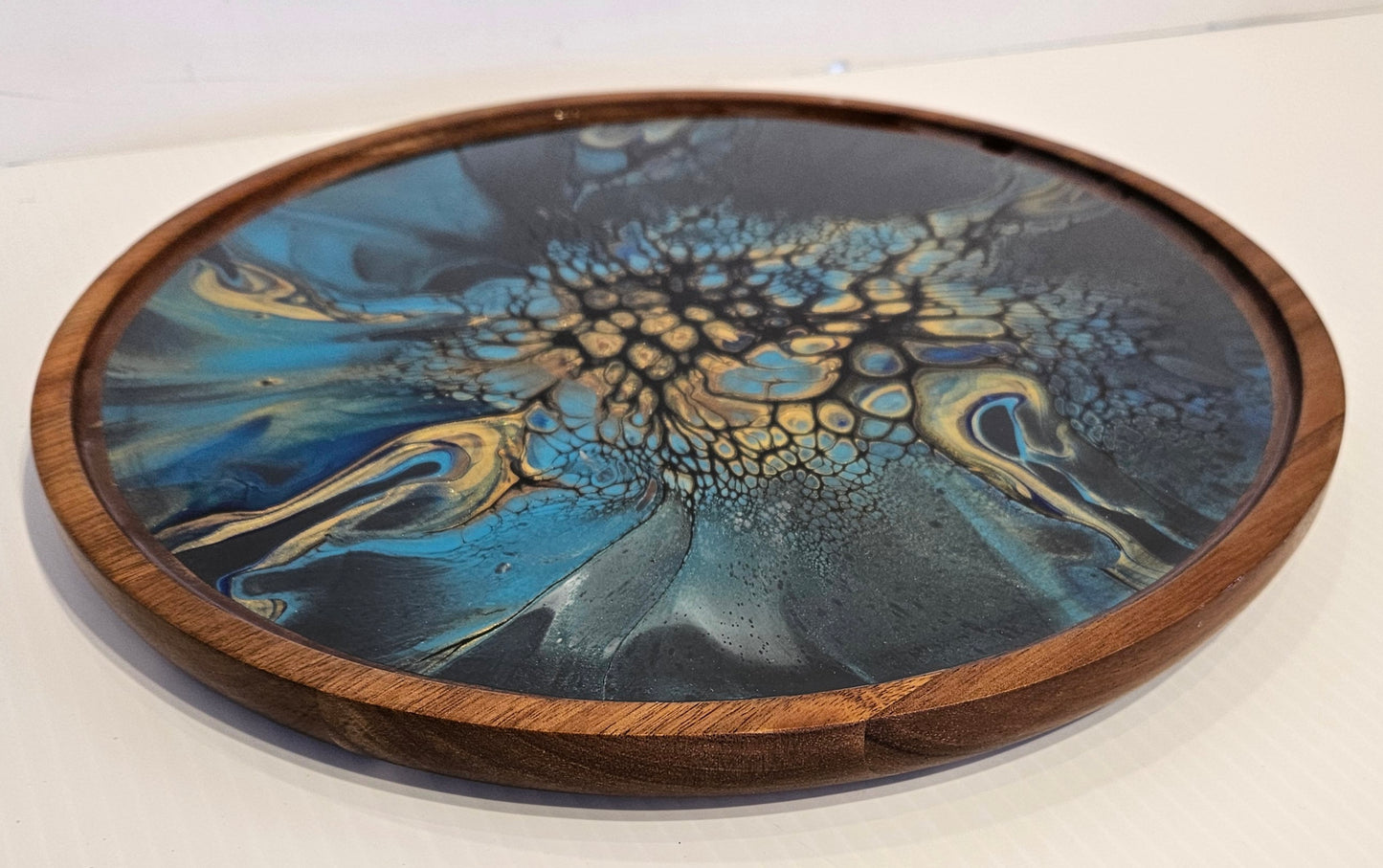 11 x 11 Round Trinket Tray - Blue/Gold 1