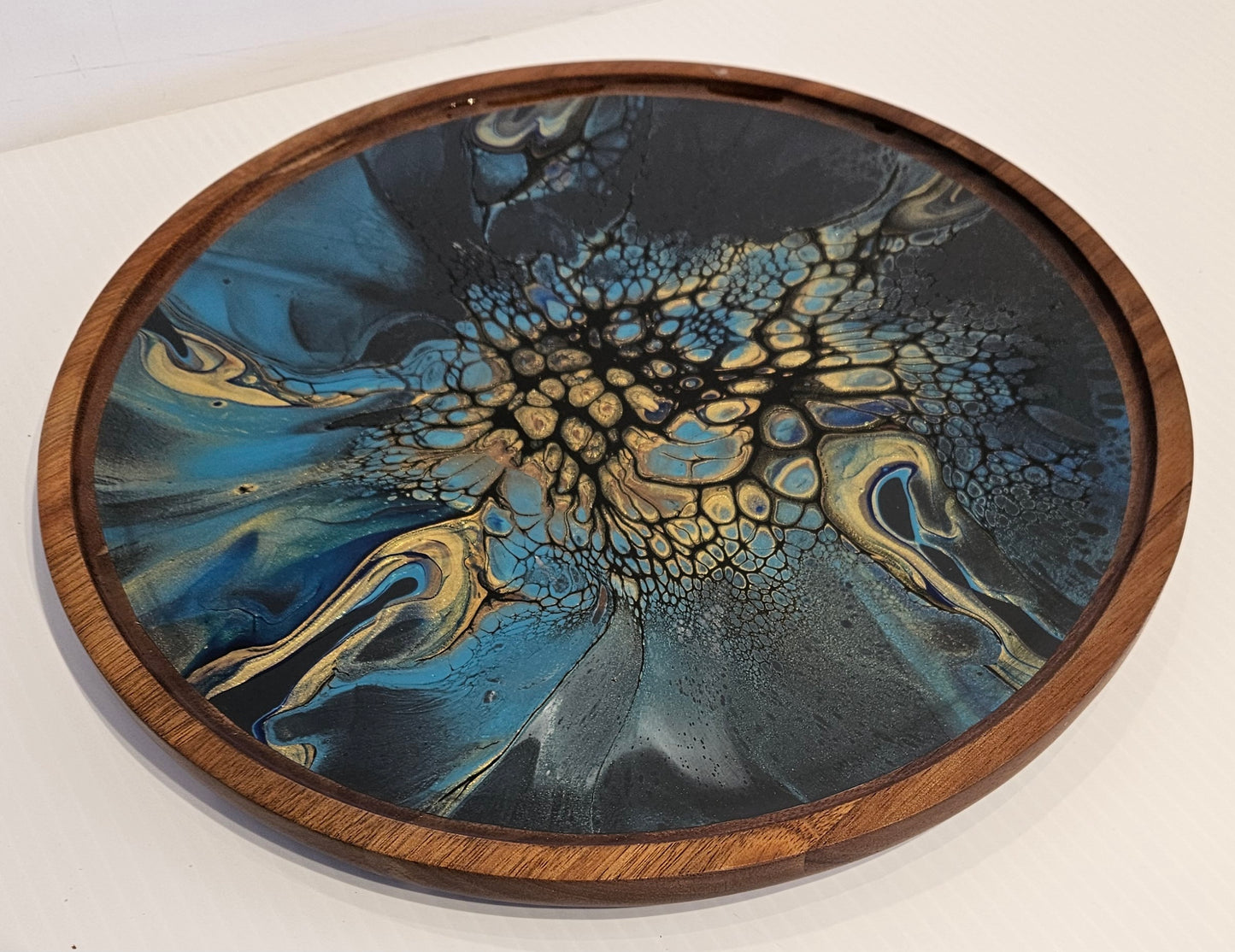 11 x 11 Round Trinket Tray - Blue/Gold 1
