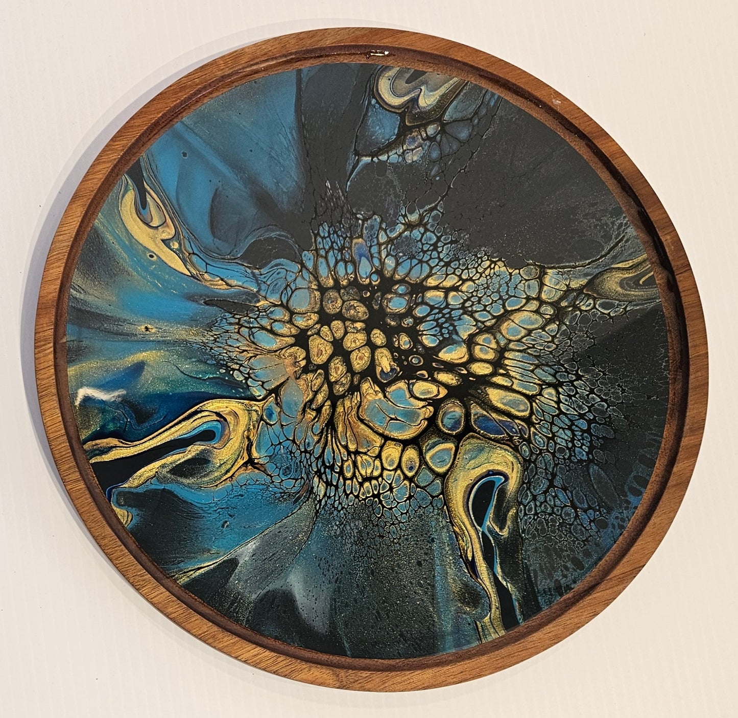 11 x 11 Round Trinket Tray - Blue/Gold 1
