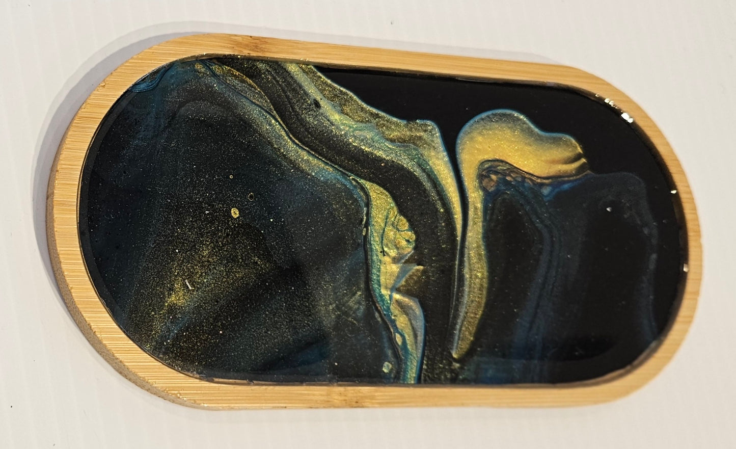 3 1/2 × 6 3/4 TRINKET TRAY - Gold/Green 1