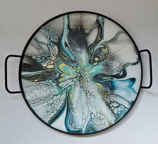 12" Round Serving Tray - Cobalt Flash