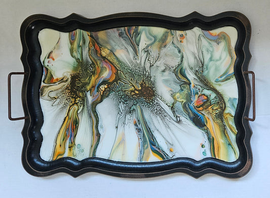 14 3/4 x 21 Serving Tray - Golden Waterfall 1