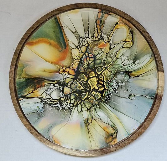 11 x 11 Round Trinket Tray - Golden Waterfall 1