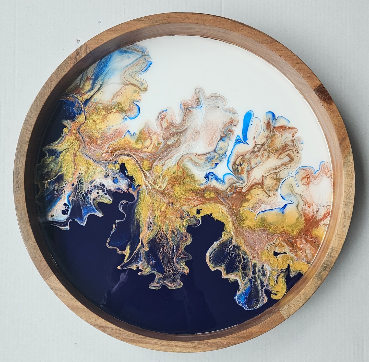 18" Acacia Lazy Susan - Antique