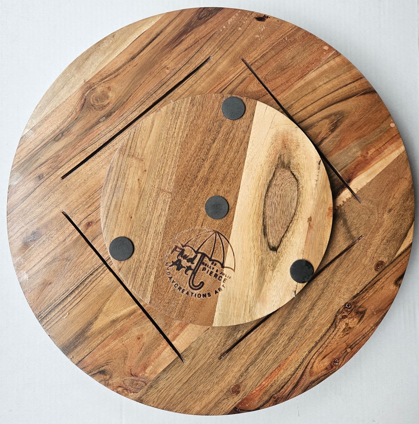 18" Acacia Lazy Susan - Antique