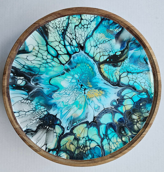 12 x 12 Round Trinket Tray w/ Legs - Cobalt Flash