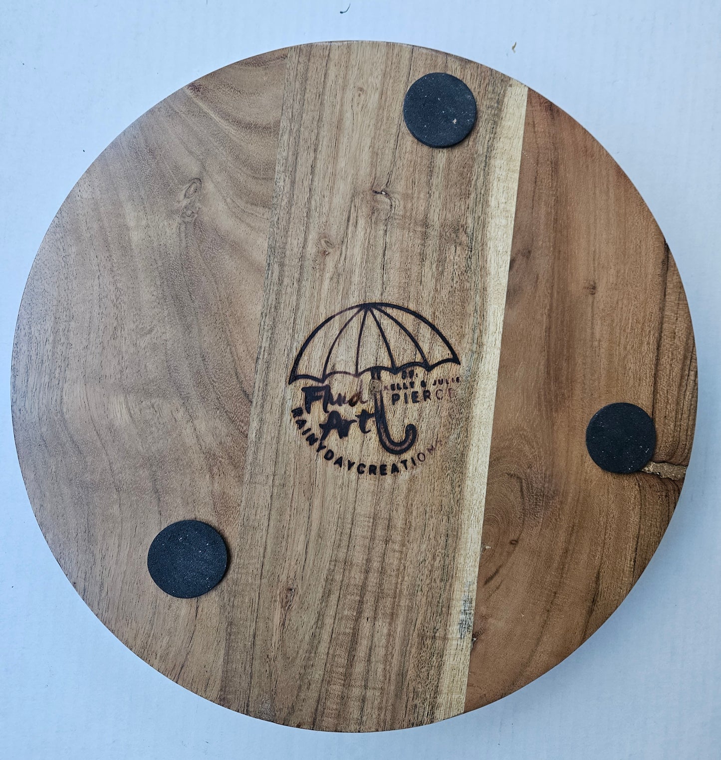 12" Round Serving Tray w/ Metal Handles - Bronze Blueblood