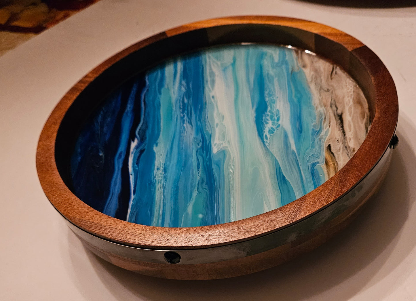 10" Acacia Lazy Susan - Night Beach