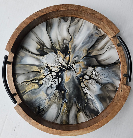 12" Round Serving Tray w/ Metal Handles - Naturally Metallic 5