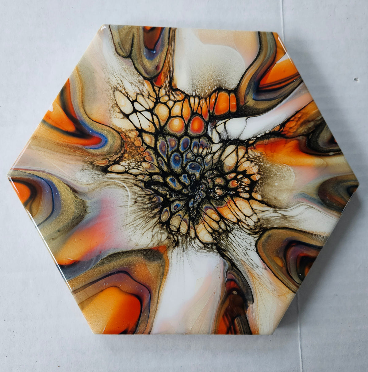Trivet - Lg Med Hex - Golden Waterfall
