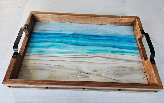 12 x 18 Acacia Serving Tray - Bermuda Beach 2