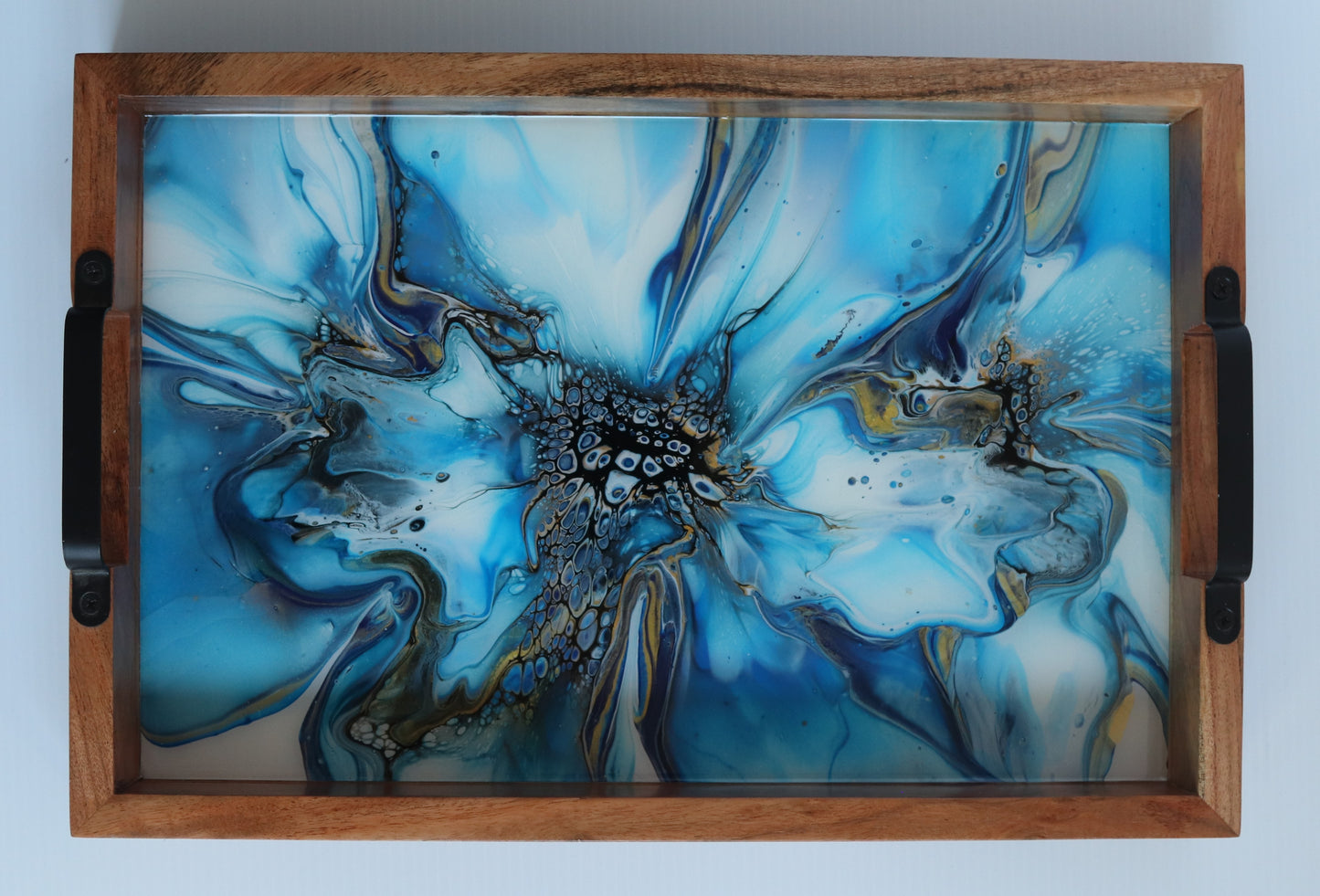 12 x 18 Acacia Serving Tray - Blue 1