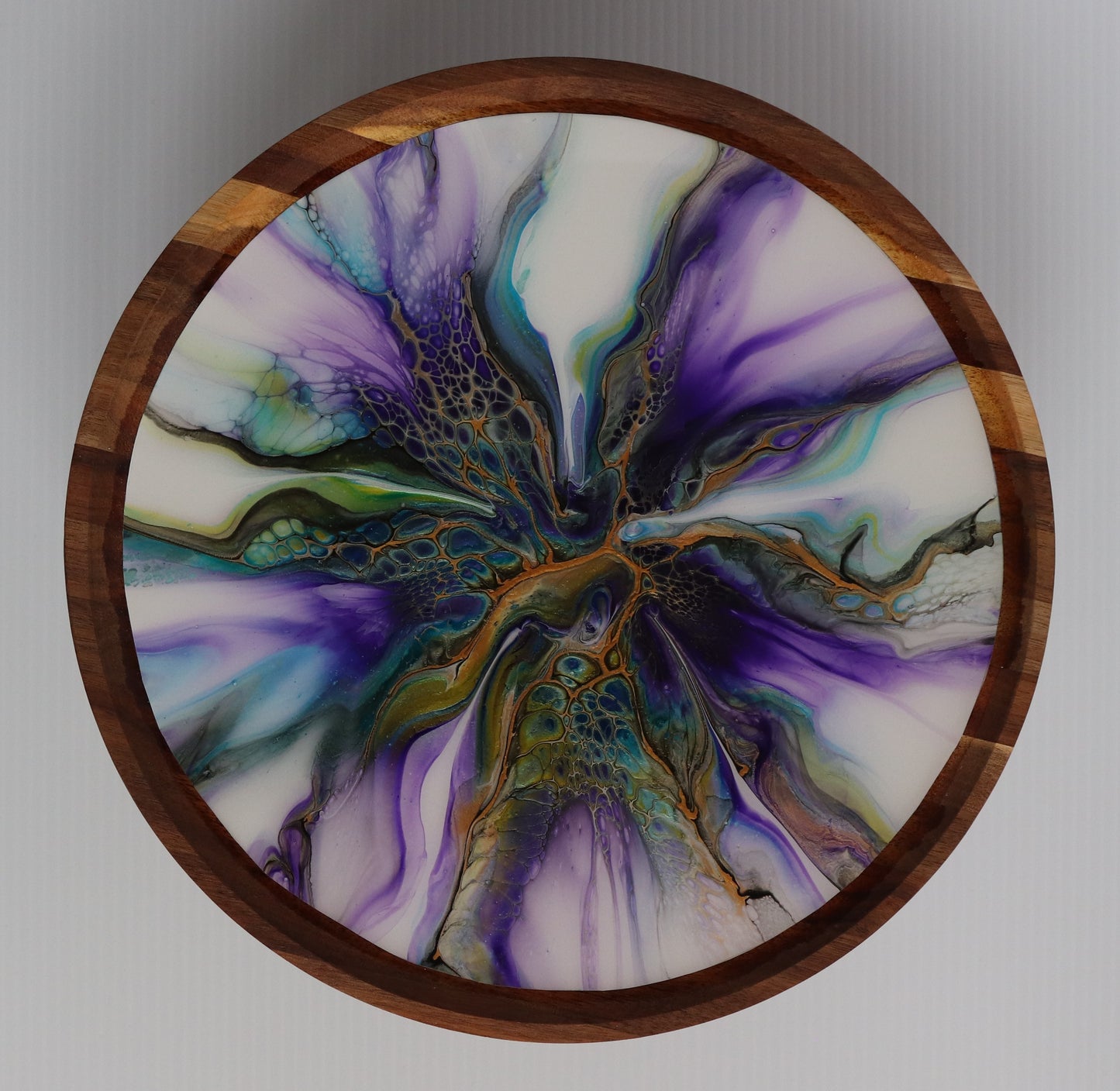 12 x 12 Round Trinket Tray w/ Legs - Purple/Green 1