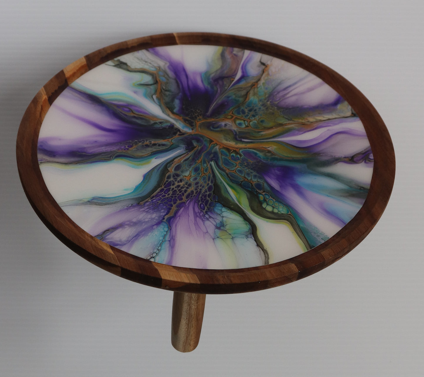 12 x 12 Round Trinket Tray w/ Legs - Purple/Green 1