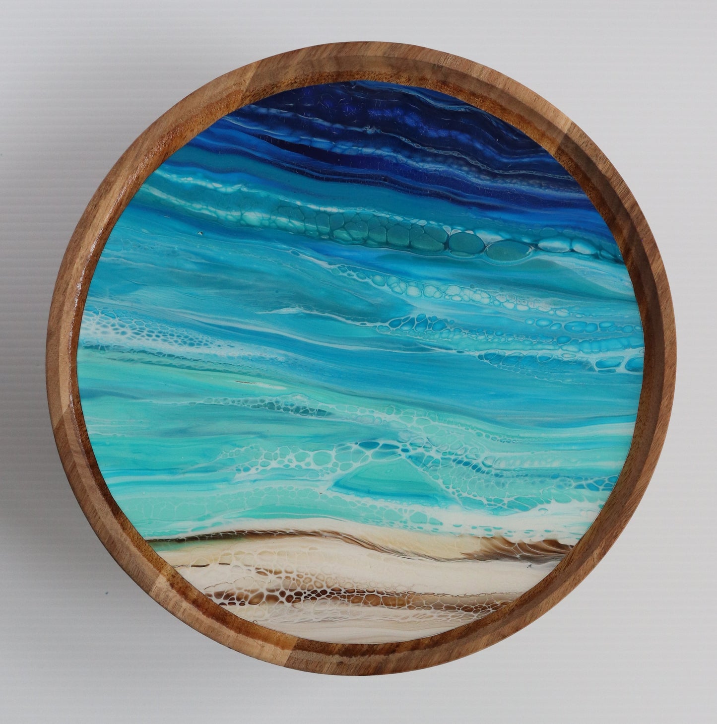 12 x 12 Round Trinket Tray w/ Legs - Beach 1