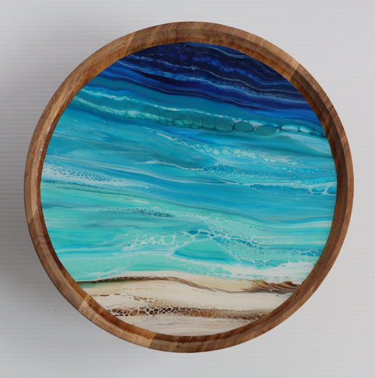 12 x 12 Round Trinket Tray w/ Legs - Beach 1