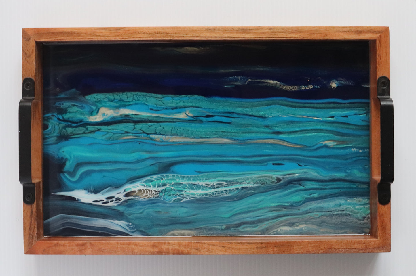 10 x 16 Acacia Serving Tray - Night Sea 1