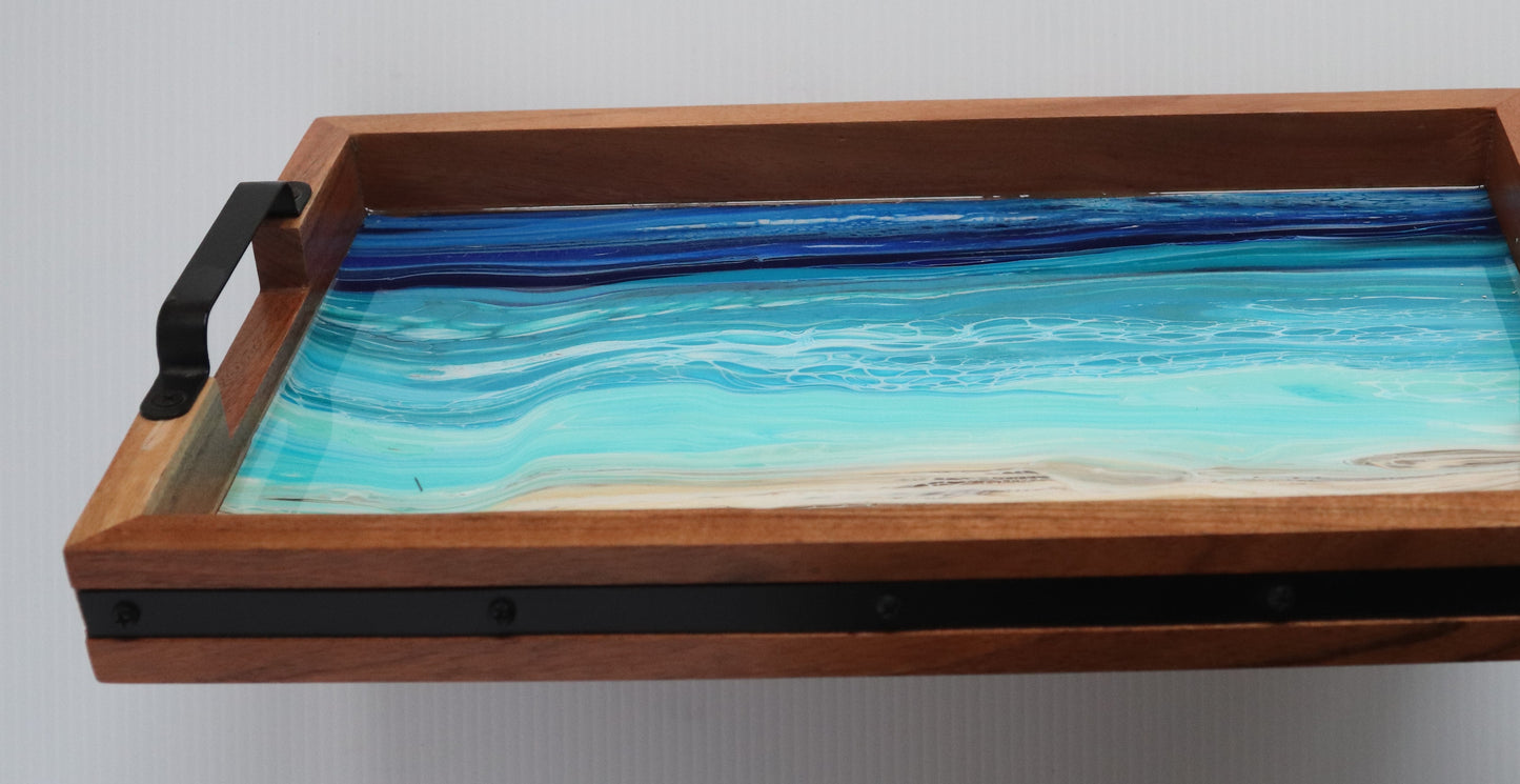 10 x 16 Acacia Serving Tray - Beach 3