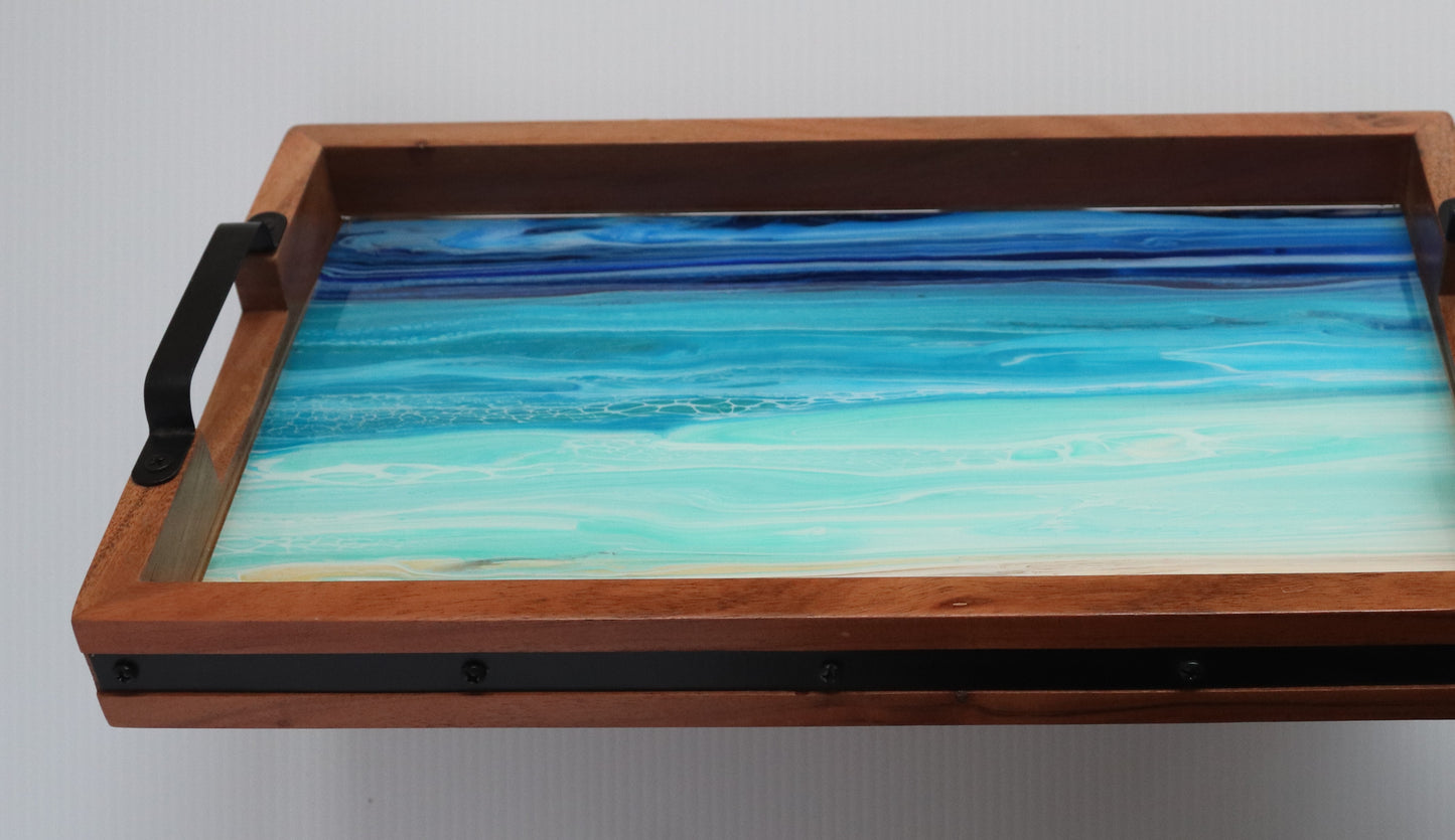 10 x 16 Acacia Serving Tray - Beach 5