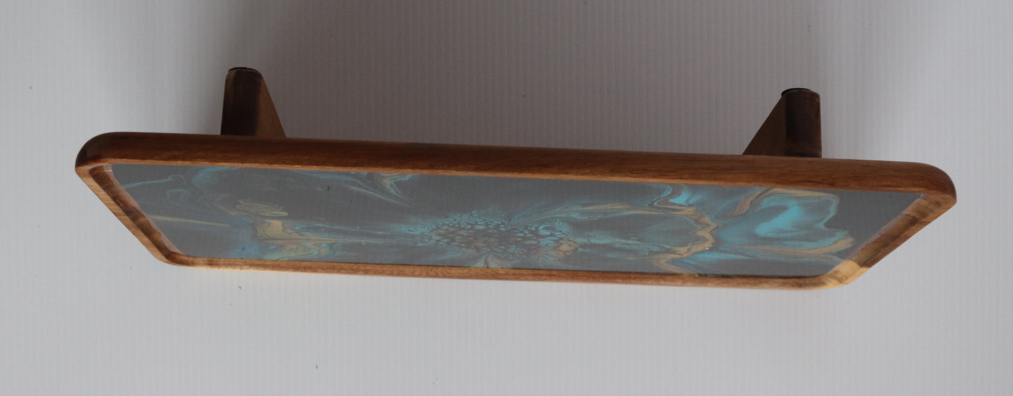 9 x 17 trinket tray w/ legs - Blue/Gold 1