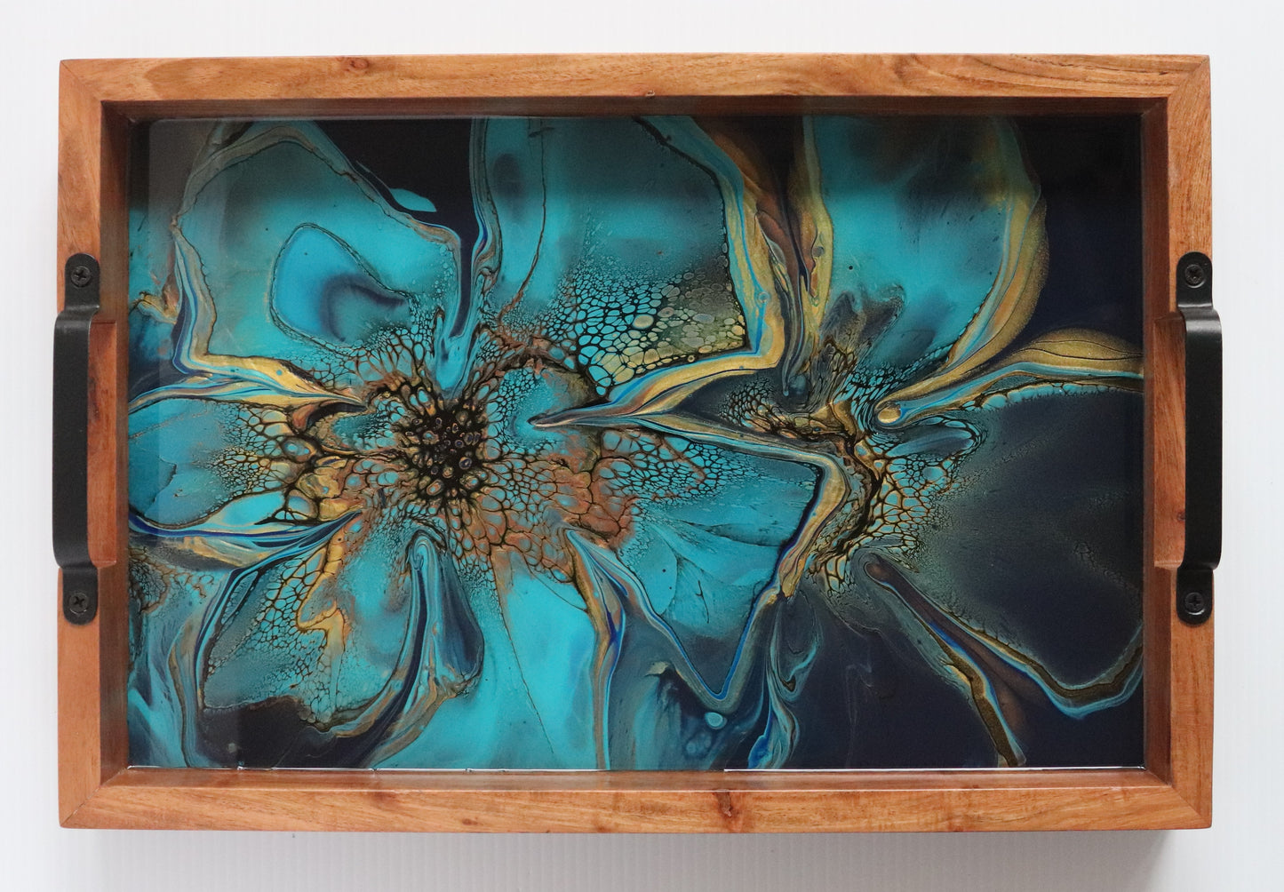 12 x 18 Acacia Serving Tray - Blue 2